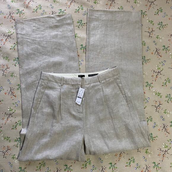 J. Crew Linen Essential Wide Leg Pant Flax Natural Size 2 Trouser Career Preppy - Picture 4 of 10